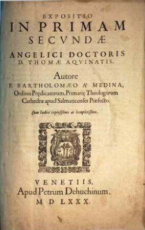 Expositio in primam secundae D. Thomae Aquinatis