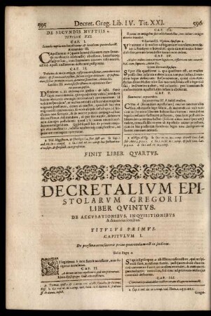 Decretalium Epistolarum Gregorii Liber Quintus.