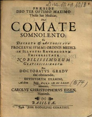 Theses has Medicas, De Comate Somnolento