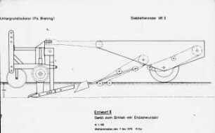 Gerät zum Ernten von Enzianwurzeln -Untergrundlockerer (Fa. Brening) und Siebkettenroder VR2