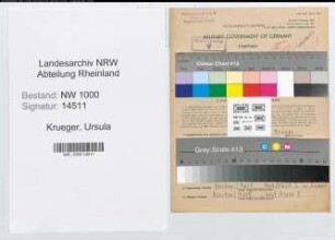 Entnazifizierung Ursula Krueger, geb. 06.11.1914 (Fernschreiberin)