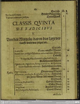 Classis Quinta De Radicibus