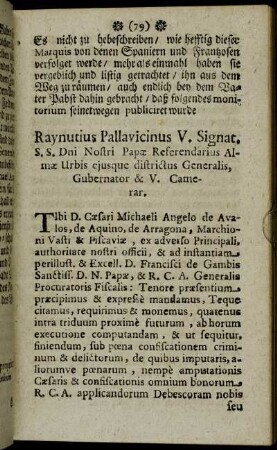 ...Raynutius Pallavicinus V. Signat.[...]