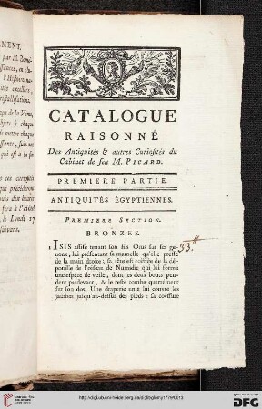 Première partie: Antiquités égyptiennes