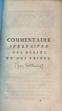 Commentaire Sur Le Livre Des Délits Et Des Peines