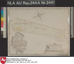 Lage der Moorflächen nahe des Vorwerks in TIMMEL Kolorierte Zeichnung von J. N. von Northeim Papier auf Leinen Format 41,2x32,0 M 1:4.540
