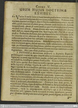 Caput V. Usum Hujus Doctrinae Exhibet