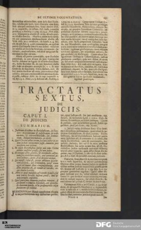 Tractatus Sextus, De Judiciis.