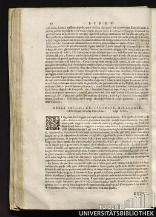 Delle Loggie Dell'entrate, Delle Sale e delle itanze : & della forma loro. Cap. XXI.