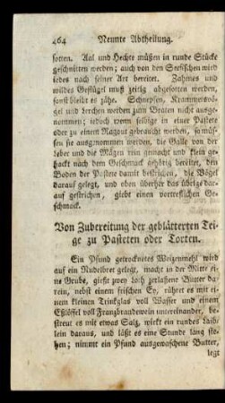 Von Zubereitung der geblätterten Teige zu Pasteten oder Torten.