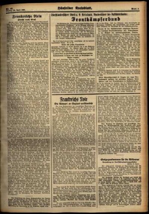 Zweite Ausgabe vom Freitag, den 20. April 1934.