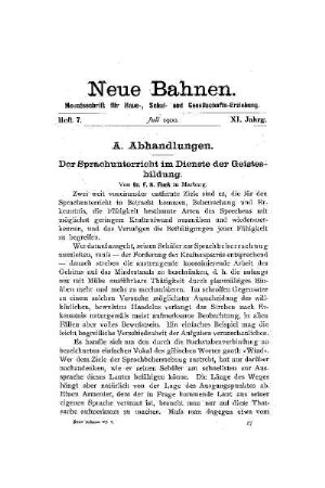Der Sprachunterricht im Dienste der Geistesbildung