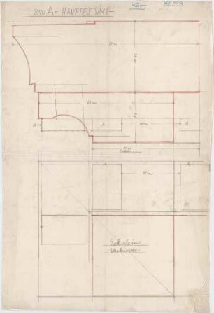 Billing, Hermann; Singen; Krankenhaus - Steinmetzarbeiten: Bauteil A, Hauptgesims (Schnitt)
