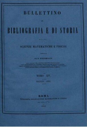 Tomo XV. Maggio 1882.