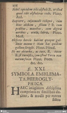§. XXI. Symbola. Emblemata. Hieroglyphica.