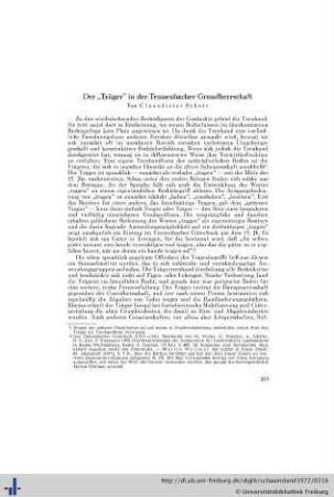 Der „Träger“ in der Tennenbacher Grundherrschaft.