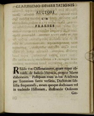 Clarissimo Dissertationis Auctori S. D. Praeses