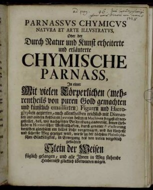 [Druckbeilage] Parnassus Chymicus [...]