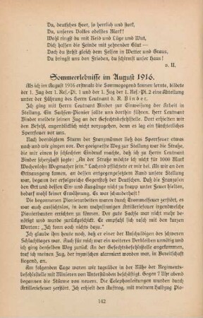 Sommeerlebnisse im August 1916.