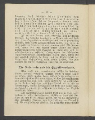 Die Arbeiterin und die Sozialdemokratie.