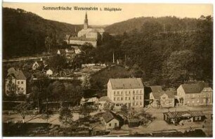 Weesenstein. Blick auf Weesenstein mit Schloss und Bahnhof