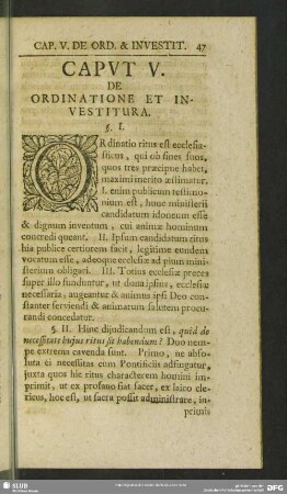 Caput. V. De Ordinatione Et Investitura