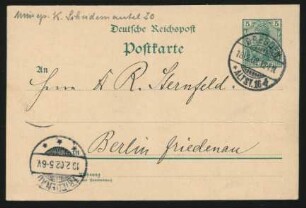 Postkarte an Richard Sternfeld : 18.02.1902