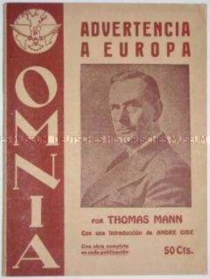 Der Essay Achtung, Europa von Thomas Mann in spanischer Übersetzung