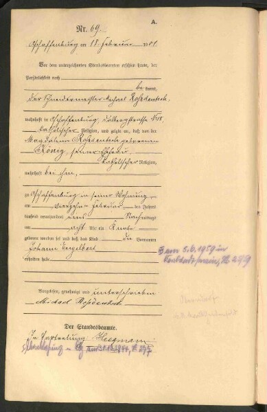 Standesamtsbuch der Stadt Aschaffenburg: Geburten 365/1900 - 184/1901