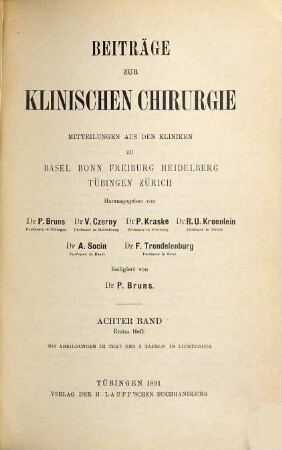 Beiträge zur klinischen Chirurgie. 8. 1892