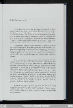 D'abord quelques mots
