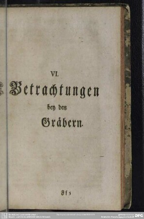 VI. Betrachtungen bey den Gräbern
