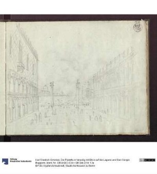 Die Piazetta in Venedig mit Blick auf die Lagune und San Giorgio Maggiore