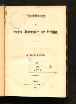 Associationsbuch für deutsche Handwerker und Arbeiter