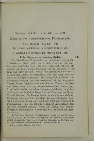 Sechste Periode. Von 1648-1789
