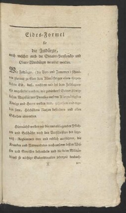 Eides-Formel für die Feldärzte ...