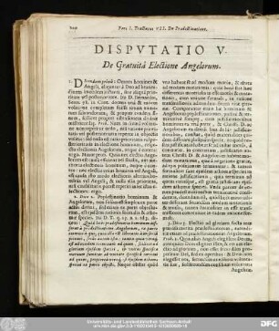 Disputatio V. De Gratuitâ Electione Angelorum.