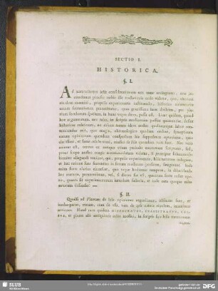 Sectio I. Historica