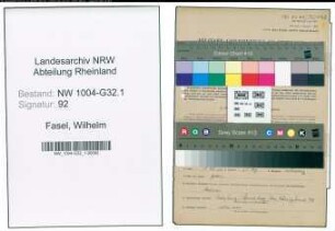 Entnazifizierung Wilhelm Fasel , geb. 10.11.1911 (Kaufmann)