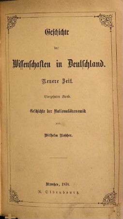 Geschichte der National-Oekonomik in Deutschland