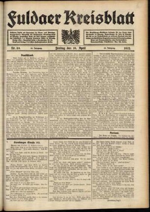 Ausgabe vom Freitag, den 19. April 1912.