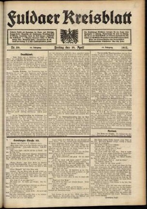 Ausgabe vom Freitag, den 19. April 1912.
