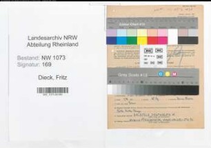 Entnazifizierung Fritz Dieck , geb. 11.09.1883 (Verwaltungsangestellter)