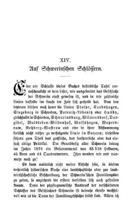 XIV. Auf Schwerin'schen Schlössern