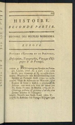 Histoire D´Espagne et de Portugal.