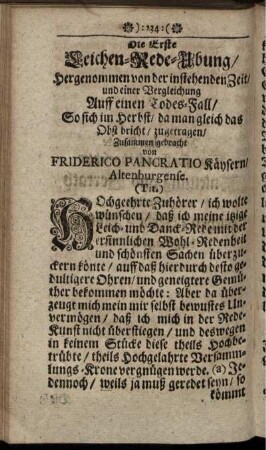 Die Erste Leichen-Rede-Ubung ...
