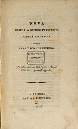 Nova genera et species plantarum Florae Javanicae