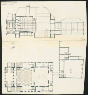 Schauspielhaus, Köln: Grundriss und Längsschnitt