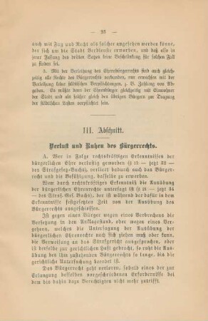 III. Abschnitt. Verlust und Ruhen des Bürgerrechts