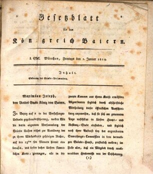 Gesetzblatt für das Königreich Bayern. 1819